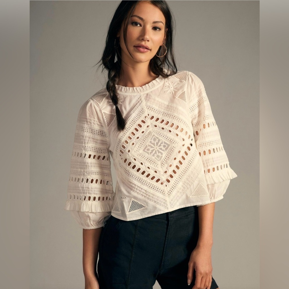 NWT Forever That Girl Ruffled Eyelet Top